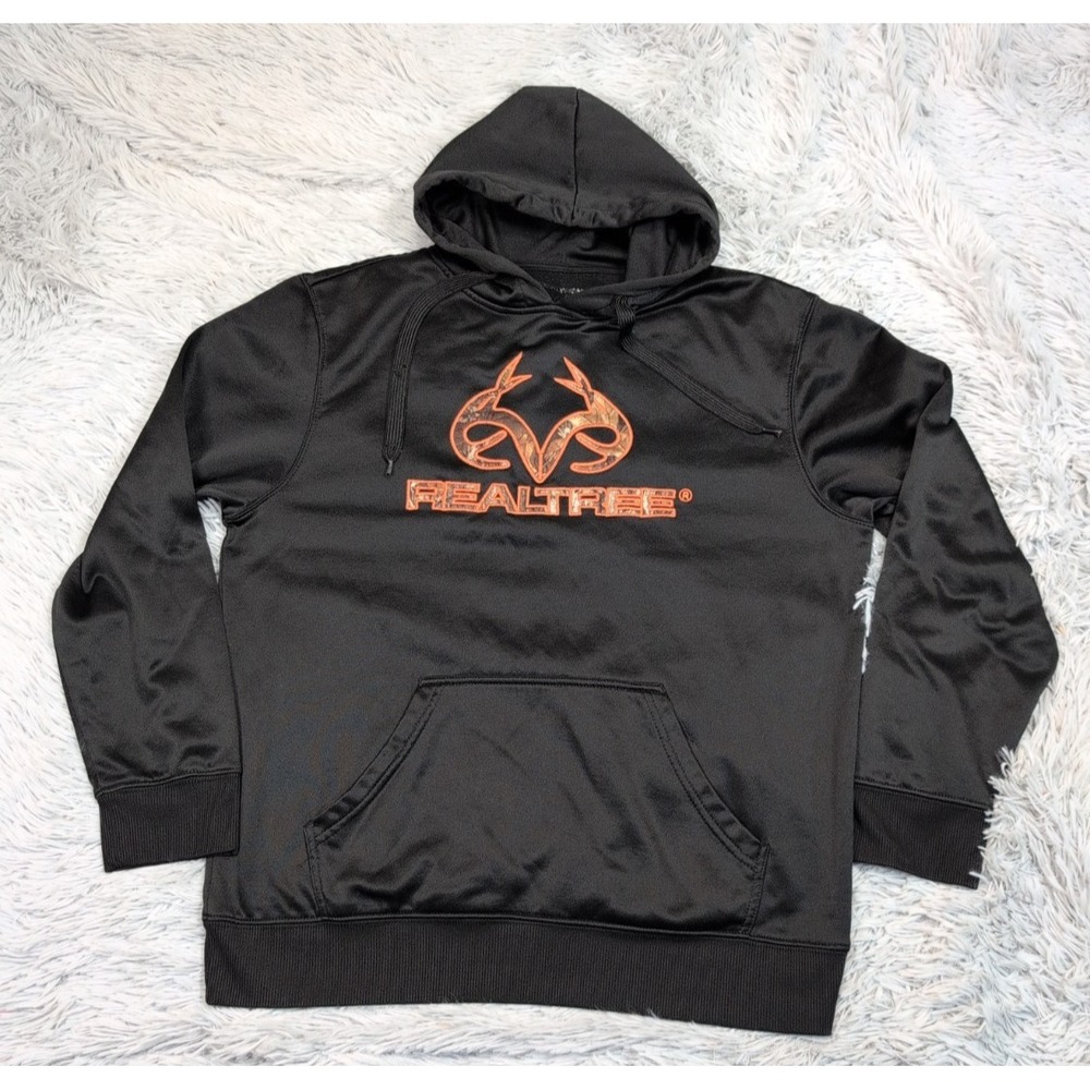 Realtree Sweatshirt‎ Mens M Black Hoodie Pocket Gorpcore Comfort Outdoors